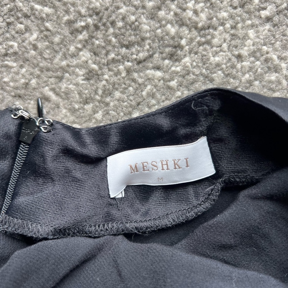 Meshki Midnight Black Satin Halter Maxi Dress - Picture 2 of 3